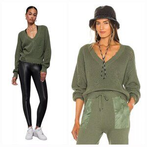 Ser.O.Ya Syd Sweater Green Distressed V-Neck Pullover